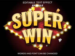 super win text effect, font editable, typography, 3d text. vector template
