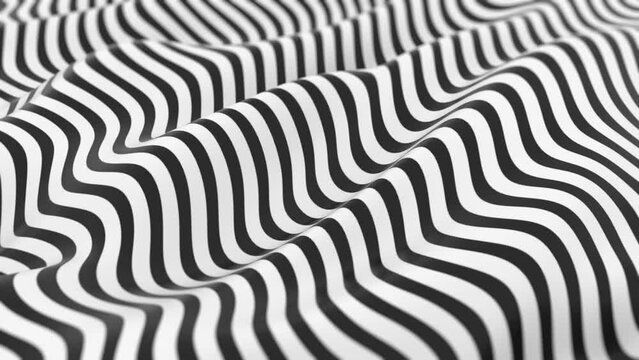 displacement Waves pattern abstract artistic background with black and white colors, video high quality 4K