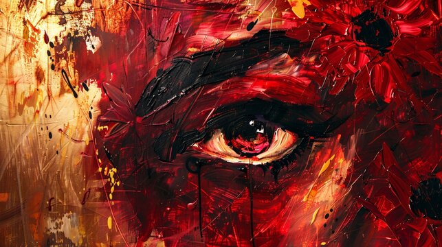 abstract eye painting with wine colors