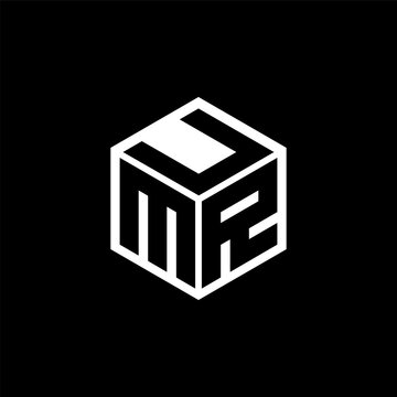 MRU letter logo design with black background in illustrator. Vector logo, calligraphy designs for logo, Poster, Invitation, etc.