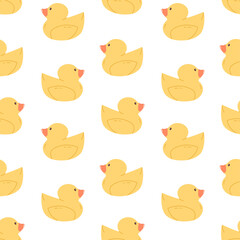 Rubber duck seamless pattern. Flat vector illustration