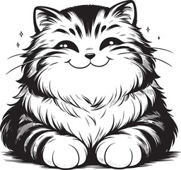 Cute cat vector illustration outline 