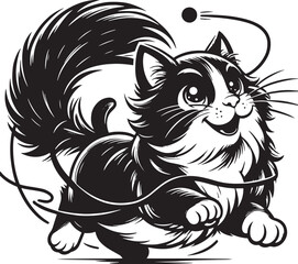 Cute cat vector illustration outline 