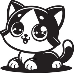 Cute cat vector illustration outline 