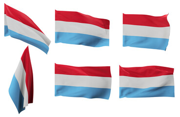 Large pictures of six different positions of the flag of Luxembourg