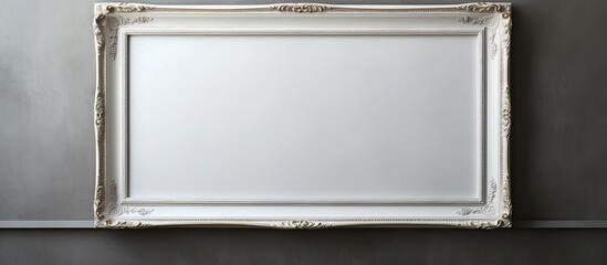 A rectangular white picture frame, made of glass and transparent material, is hanging on a gray wall as a computer monitor accessory, serving as a display device for events