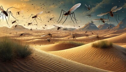 Exodus: The Plague of Mosquitoes (Gnats) - God's Third Plague on Egypt. Bible.  - obrazy, fototapety, plakaty