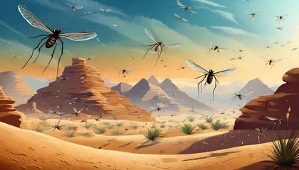 Foto op Plexiglas Exodus: The Plague of Mosquitoes (Gnats) - God's Third Plague on Egypt. Bible.  © Daniel