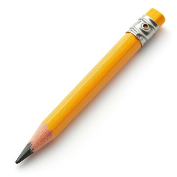 Wooden Pencil On White Background, Illustrations Images