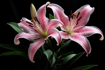 Serene Pink lilly. Summer nature floral. Generate Ai