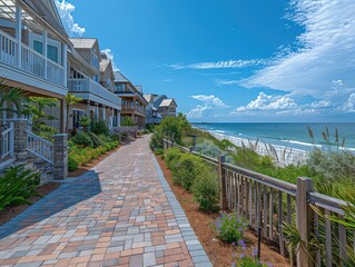 Coastal Charm: Oceanfront Views and Strolling Tourists in Seaside Promenades - Coastal Serenity in Seaside Promenades - Experience the charm of coastal living with seaside promenades