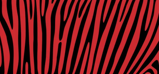 Fotobehang Cartoon red safari zebra, line pattern. Zebra print, animal skin, tiger stripes sign. Africa, animal texture wave. jungle patroon. © MarkRademaker