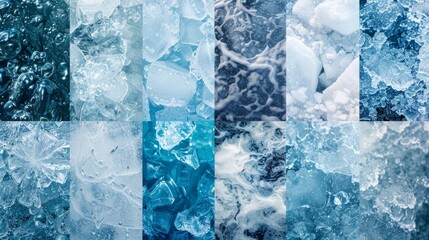 A collection of various ice-themed backgrounds suitable for diverse applications