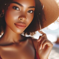 Portrait of a beautiful woman on a beach