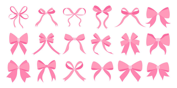 Set of pink ribbon bows