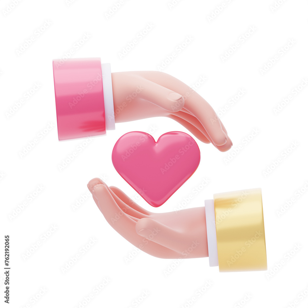 Aufkleber 3d kindness heart model compassion in form. 3d illustration, 3d element, 3d rendering. 3d visualizat