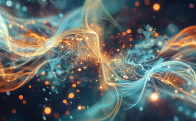 Abstract depiction of quantum energy experiments, energy and light controlled manipulation.