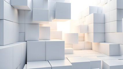 abstract geometric background overlapping white 3d squares 3d rendering cubic minimal composition