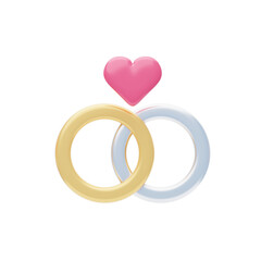 3D Marriage Ring Model Bands Of Commitment. 3d illustration, 3d element, 3d rendering. 3d visualization isolated on a transparent background