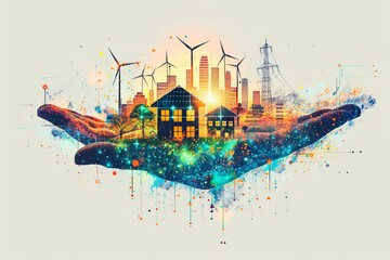 Eco Retrofit Solutions for Ecovillages: Virtual Digital Visualization Proposing User-Friendly IoT Devices to Enhance Sustainable Living and Renewable Retrofit Strategies - obrazy, fototapety, plakaty