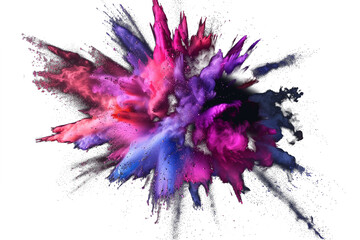 Explosion of colourful powder on a transparent background