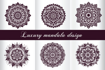 Vintage Floral mandala Ornaments collections and icon luxury mandala backgraund set.