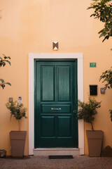 Fototapeta na wymiar A green door in Athens. 