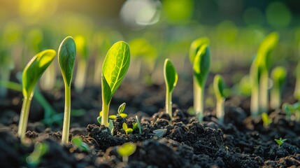 Pictures of seeds sprouting in spring soil 