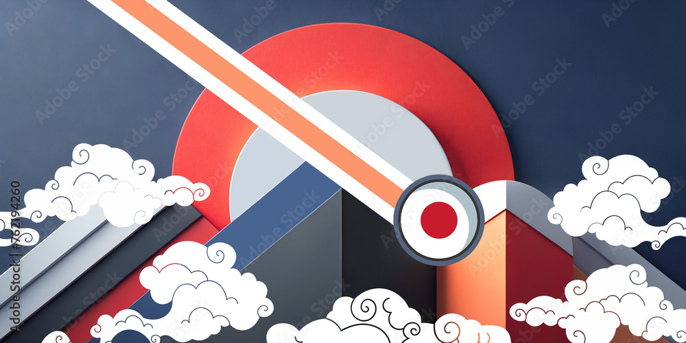 Poster abstract background. contemporary triangular geometry in japanese style in the concept of clouds wit
