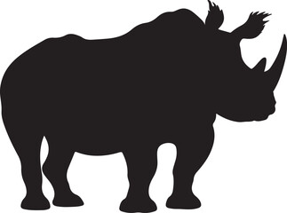 Rhino Silhouette Vector Illustration White Background