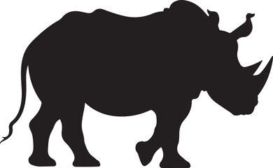 Rhino Silhouette Vector Illustration White Background