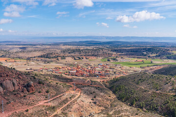 Elevated view of Peracense, village in Teruel province, Aragón, Spain
