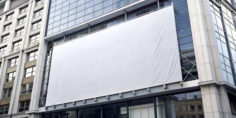 mockup huge white broadsheet on the building at daylight