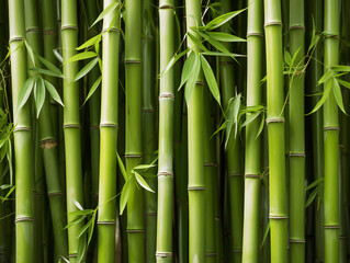 a group of bamboo stems with leaves