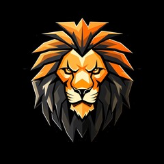 logo of a lion on black background 
