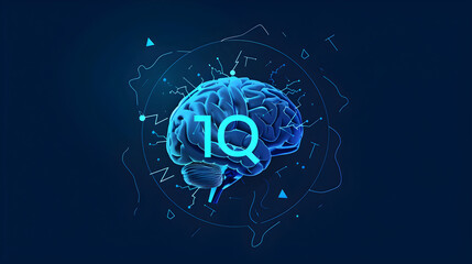 Stylized Brain and Lightning Design as an IQ Logo Concept Representing Intelligence and Insight - obrazy, fototapety, plakaty