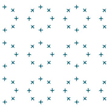 Seamless pattern with planes isolated on white background
