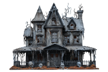 Old haunted house isolated on transparent background