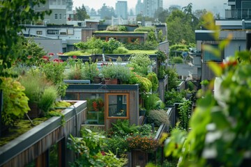 Professional Photography of an Urban Rooftop Garden Oasis, Generative AI