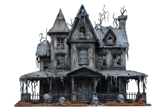 Old haunted house isolated on transparent background