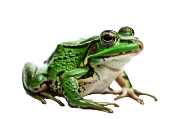 Rana esculenta. Green frog (European or aquatic) on transparent background