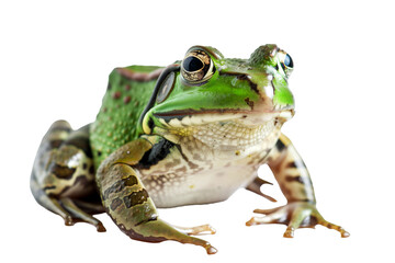 Fototapeta premium Rana esculenta. Green frog (European or aquatic) on transparent background