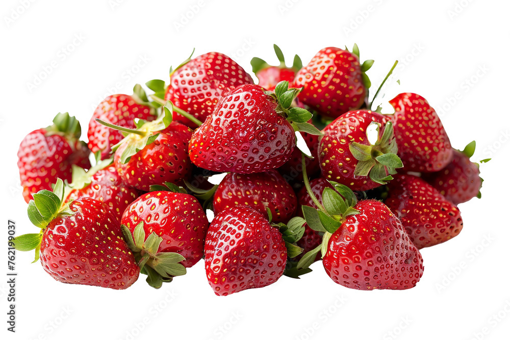 Poster strawberries are red and delicious and are isolated on a white background