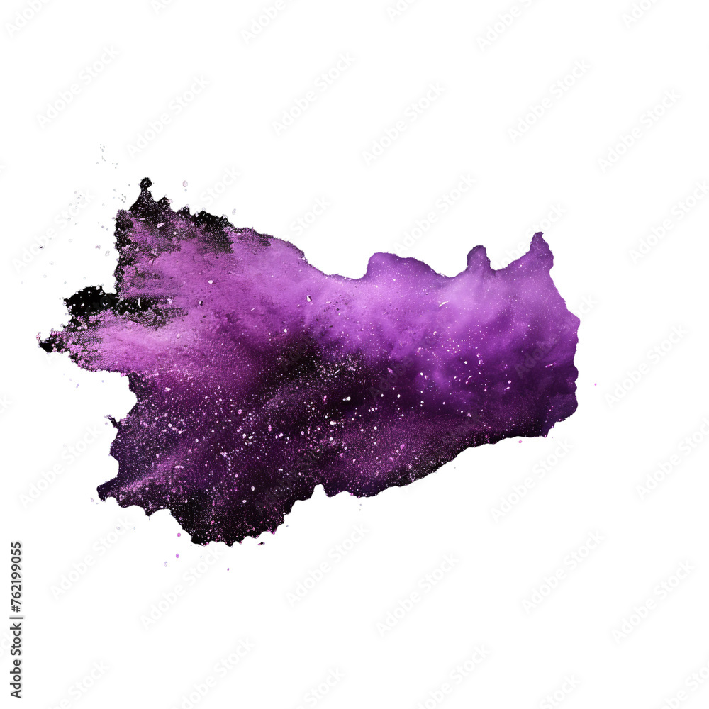 Poster a set of flowing violet clouds with shimmer isolated on black background. this realistic set has pur