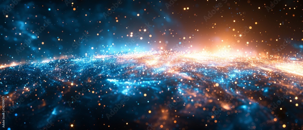 Aufkleber An abstract background of connected dots on a bright blue background with a technology theme.