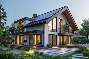 Fototapeta premium Bridging Technology and Comfort: Innovative Smart Home Solutions for Energy Efficiency and Sustainable Urban Living