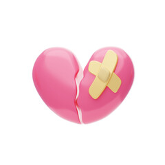 3D Broken Heart Model Fragments Of Emotion. 3d illustration, 3d element, 3d rendering. 3d visualization isolated on a transparent background