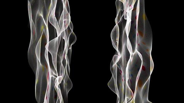 Fantastic video animation with particle wave object in slow motion, 4096x2304 loop 4K