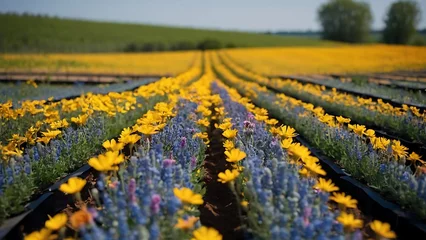 Zelfklevend Fotobehang field of yellow tulips © ASGraphics