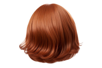 Fototapeta premium Stylish hair wig with trendy design isolated on background, front view, fashionable hairstyle concept.